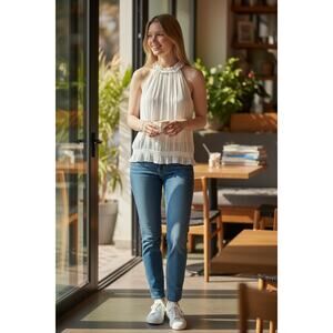 RAMY BROOK Top NEW Size XXS Amara Gathered Satin Blouse Ivory White $275